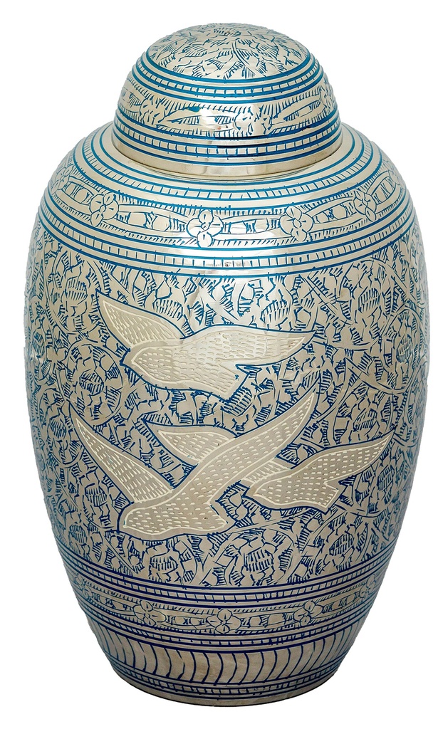 Blue Going Home Brass Adult Urn