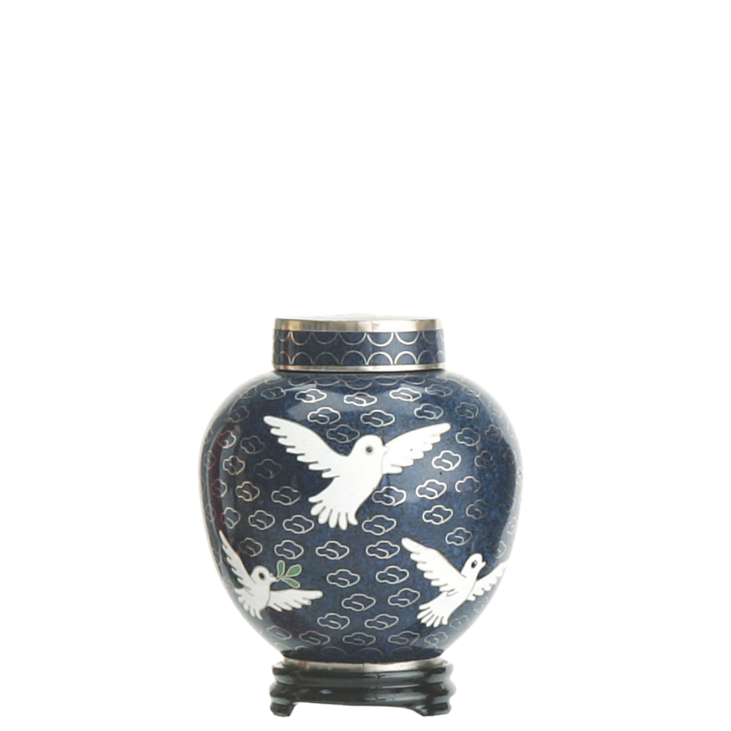 Dove Miniature Cloisonne Urn