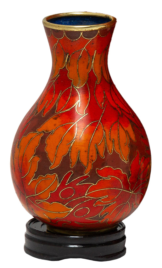 Fall Leaf Cloisonne Bud Vase