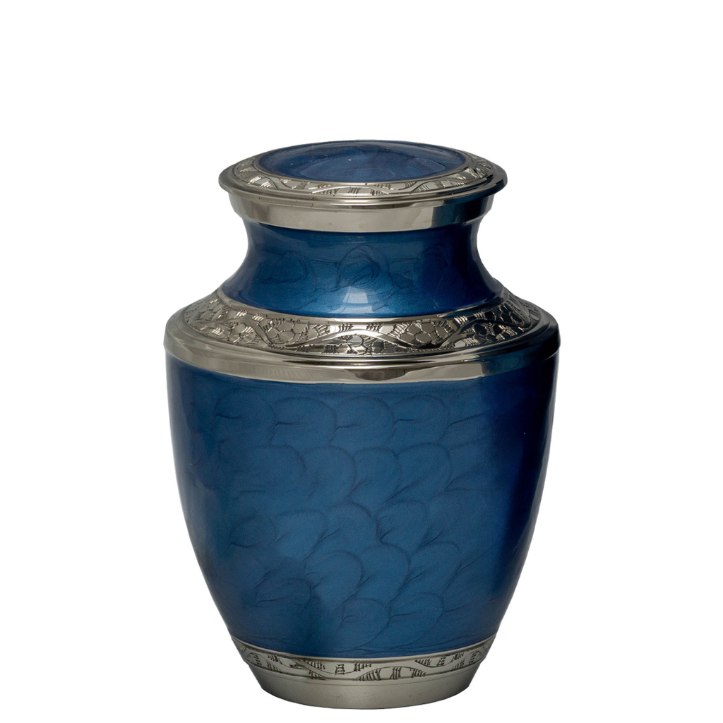 Mother of Pearl Blue Medium Brass Urn