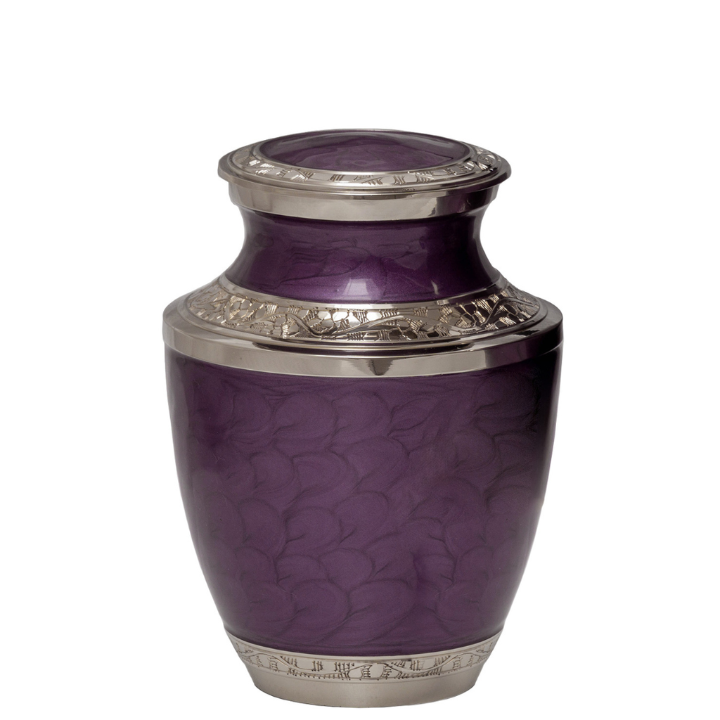 Mother of Pearl Purple Medium Brass Urn