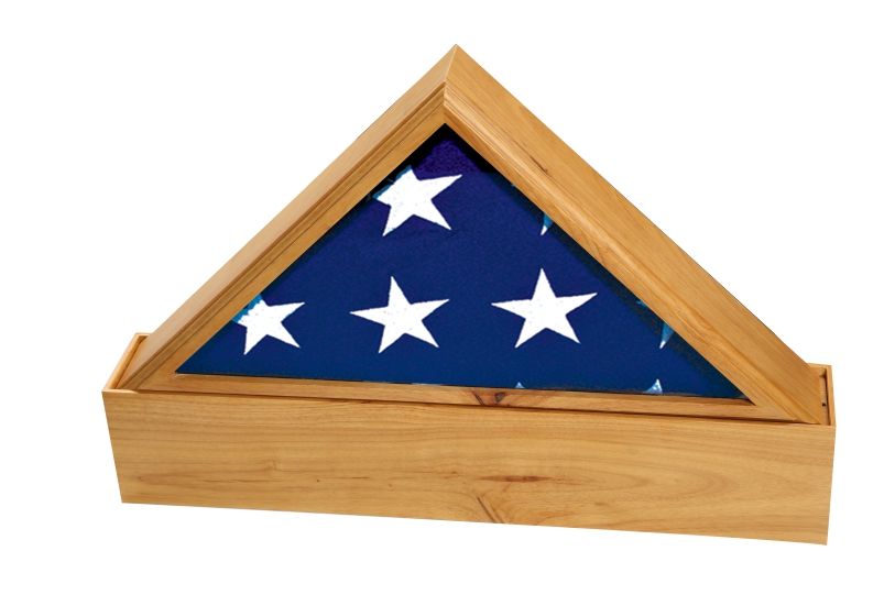 Oak Finish Wood Flag Case & Urn Base