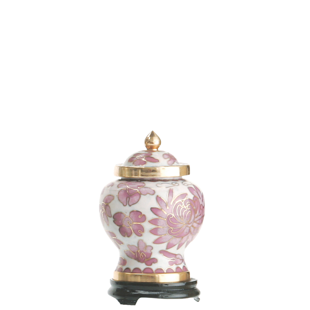 Pink Floral Miniature Cloisonne Urn