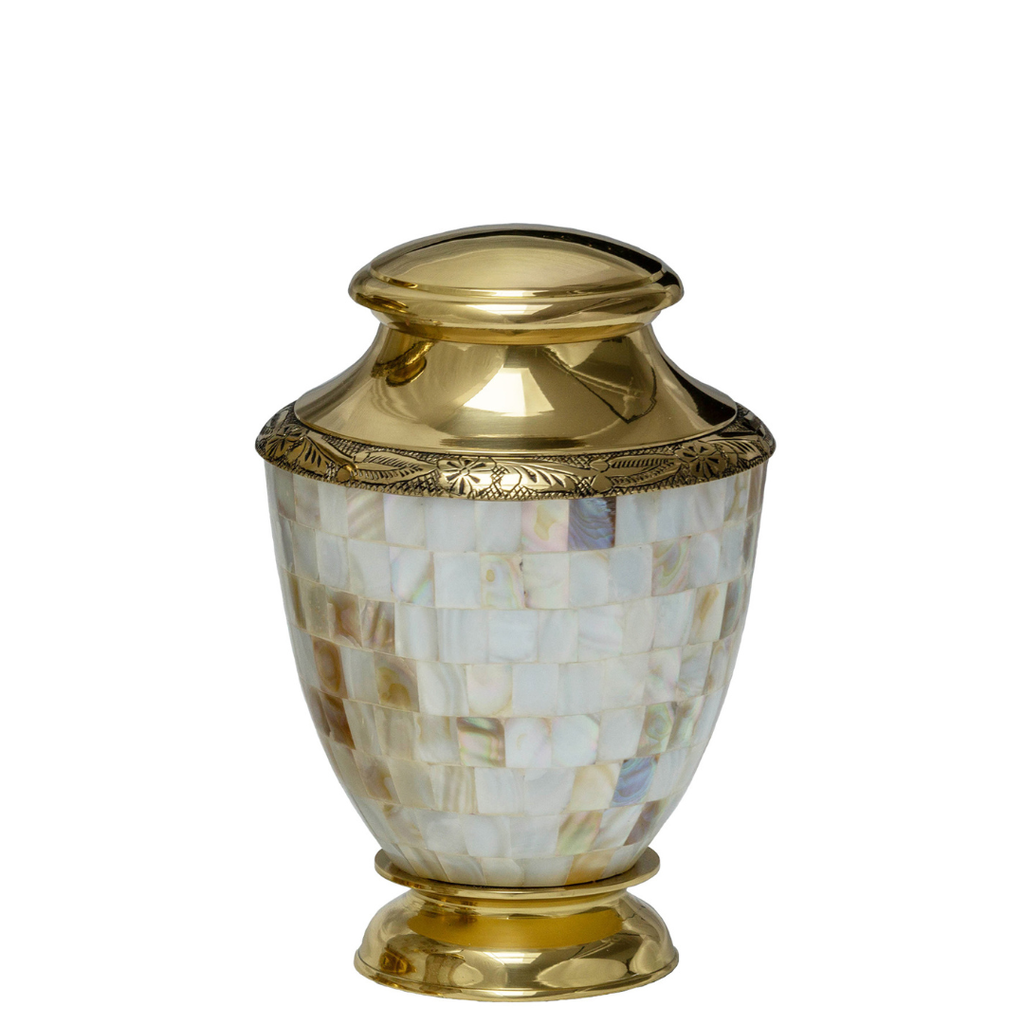 Mother of Pearl Gold Brass Medium Urn 