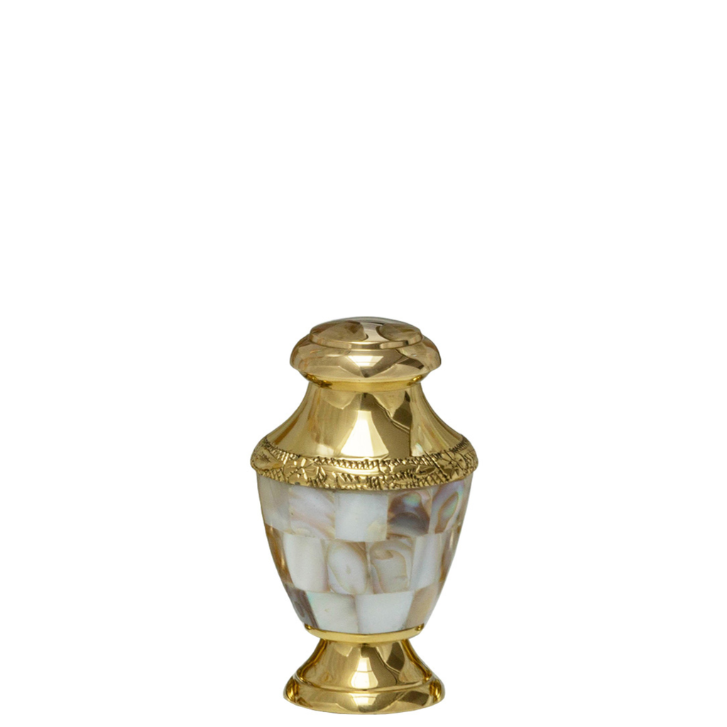 Mother of Pearl Gold Brass Miniature Urn 