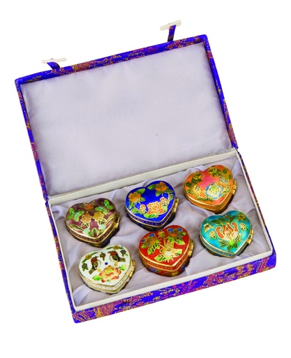 [MB 6 HT] Assorted 6 Pieces Cloisonne Heart Capsules