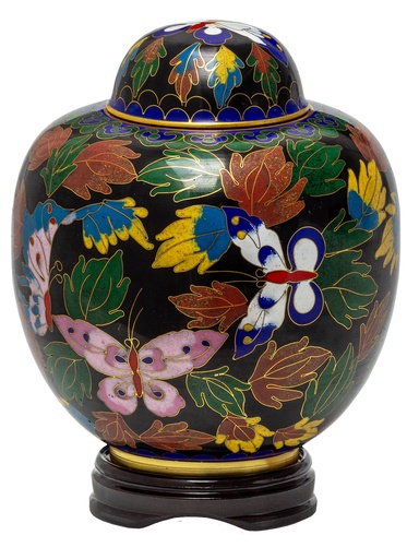 [810 BF] Butterfly Medium Cloisonne Urn