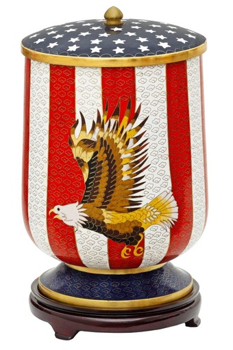 [800 FE] Flag & Eagle Cloisonne Companion Urn
