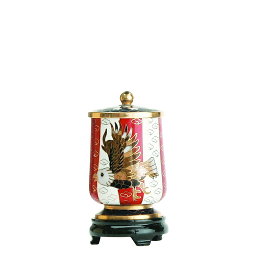 [814 FE] Flag & Eagle Miniature Cloisonne Urn