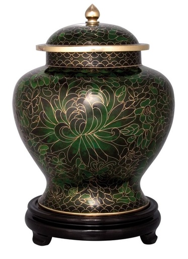 [800 A] Forest Green Cloisonne Companion Urn