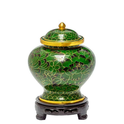 [810 A] Forest Green Medium Cloisonne Urn