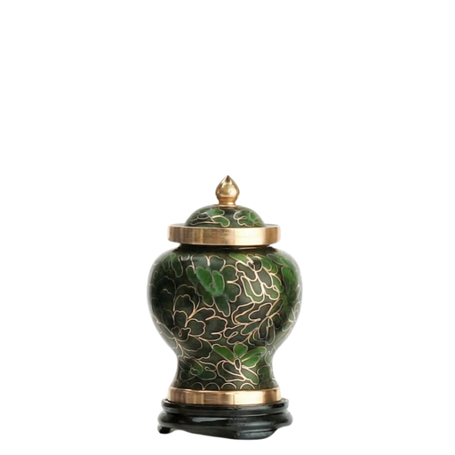[814 A] Forest Green Miniature Cloisonne Urn