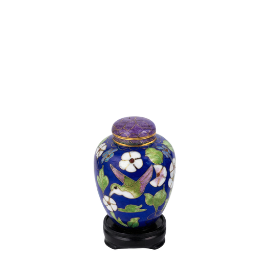 [814 HBB] Hummingbird Miniature Cloisonne Urn