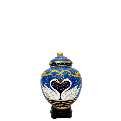 [814 SL] Swan Lake Miniature Cloisonne Urn 